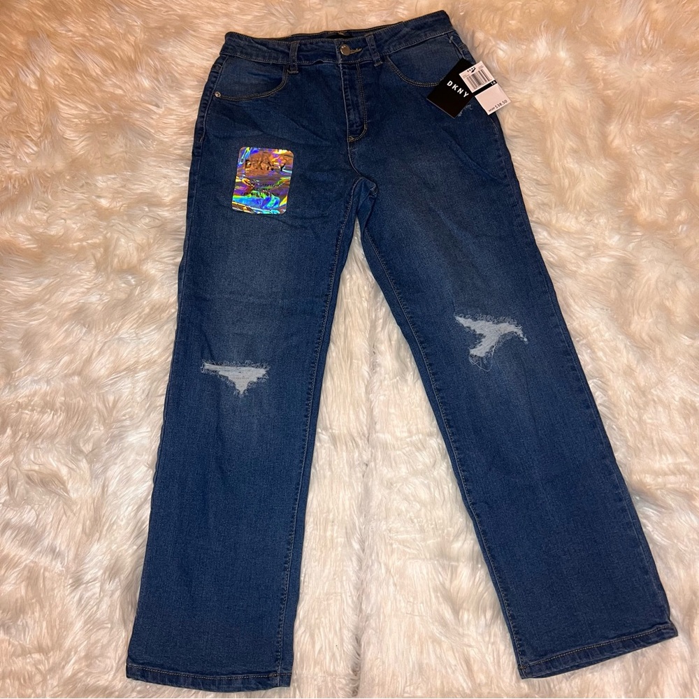 NWT Girls DKNY Size 14 Distressed Denim Jeans